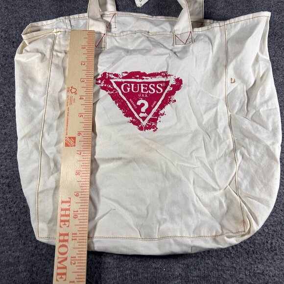 Vintage RETRO Guess USA cotton canvas graphic tote bag MY FIRST GUESS - Picture 4 of 10